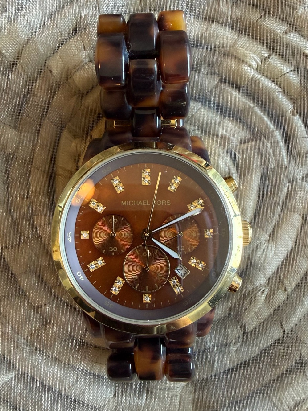 Michael Kors Tortoiseshell Resin Bracelet Watch - Brown & Gold Accents